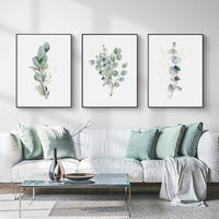 50cmx70cm Eucalyptus Plant 3 Sets Black Frame Canvas Wall Art Kings Warehouse 