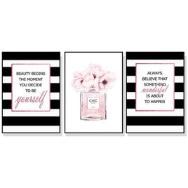 50cmx70cm Fashion Prints 3 Sets Black Frame Canvas Wall Art Kings Warehouse 