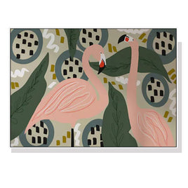 50cmx70cm Flamingo White Frame Canvas Wall Art Kings Warehouse 