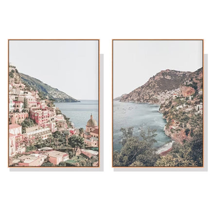 50cmx70cm Italy Positano 2 Sets Wood Frame Canvas Wall Art Kings Warehouse 