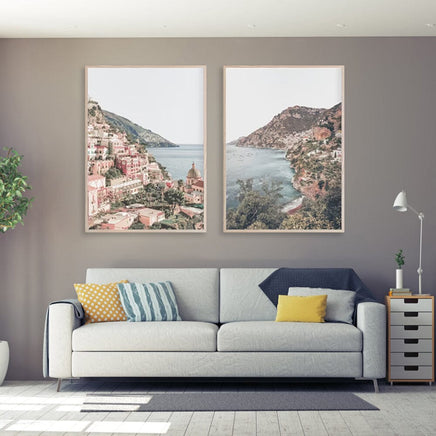50cmx70cm Italy Positano 2 Sets Wood Frame Canvas Wall Art Kings Warehouse 