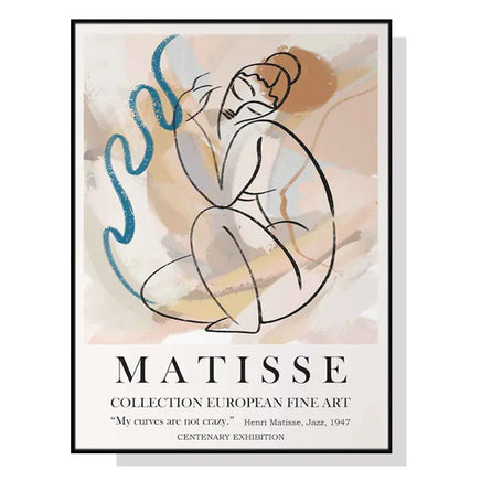 50cmx70cm Matisse Nude Line Black Frame Canvas Wall Art Kings Warehouse 