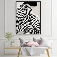 50cmx70cm Mid Century Figure Black Frame Canvas Wall Art Kings Warehouse 
