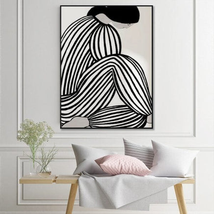 50cmx70cm Mid Century Figure Black Frame Canvas Wall Art Kings Warehouse 