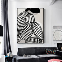 50cmx70cm Mid Century Figure Black Frame Canvas Wall Art Kings Warehouse 