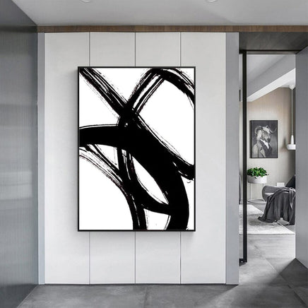 50cmx70cm Minimalist Black Artwork Black Frame Canvas Wall Art Kings Warehouse 