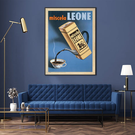 50cmx70cm Miscela Leone, 1950 Black Frame Canvas Wall Art Kings Warehouse 