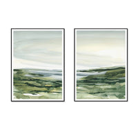 50cmx70cm Watercolor landscape 2 Sets Black Frame Canvas Wall Art Kings Warehouse 