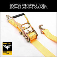 50mm x 10M Tie Down Strap Heavy Duty Ratchet Straps Trailer Boat 2000KG Loading Kings Warehouse 