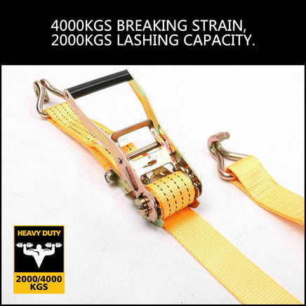 50mm x 10M Tie Down Strap Heavy Duty Ratchet Straps Trailer Boat 2000KG Loading Kings Warehouse 