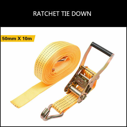 50mm x 10M Tie Down Strap Heavy Duty Ratchet Straps Trailer Boat 2000KG Loading Kings Warehouse 