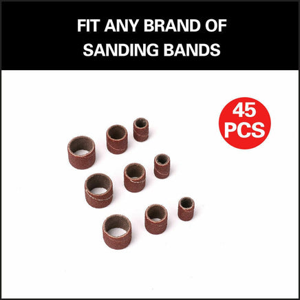 51Pc Sanding Bands Drum Sleeve Set 120 Grits Mandrel Dremel Rotary Kit 3mm Shank Kings Warehouse 