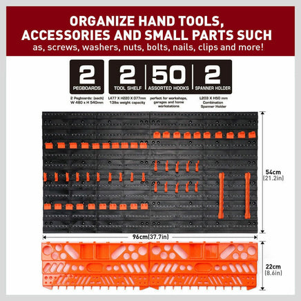 52Pc Wall Mounted Tool Storage Rack Wrench Spanner Holder Screwdriver Pliers New Kings Warehouse 