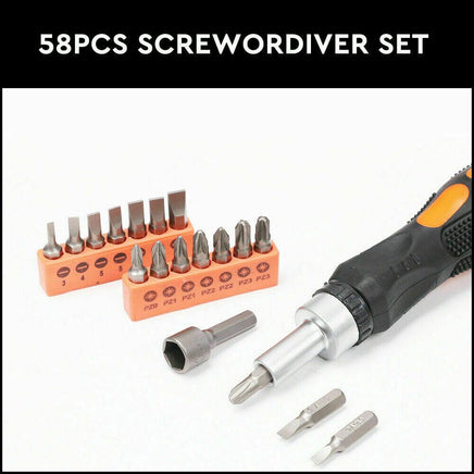 58Pc Ratchet Screwdriver Bits Set Nut Driver Setter Hex Torx Key Phillips Slot Kings Warehouse 