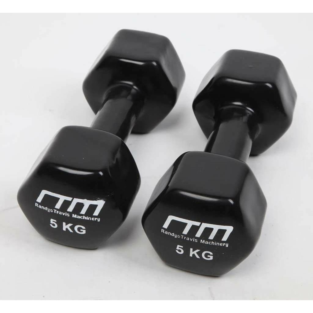 5kg Dumbbells Pair PVC Hand Weights Rubber Coated Kings Warehouse 
