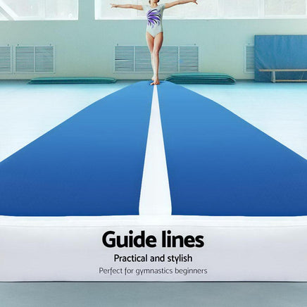 5m x 1m Inflatable Air Track Mat 20cm Thick Gymnastic Tumbling Blue And White Kings Warehouse 