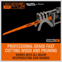 5Pc 300mm Reciprocating Saw Blades 5TPI Wood Timber Pruning Tool W/T Case Kings Warehouse 