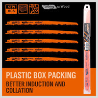 5Pc 300mm Reciprocating Saw Blades 5TPI Wood Timber Pruning Tool W/T Case Kings Warehouse 