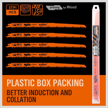 5Pc 300mm Reciprocating Saw Blades 5TPI Wood Timber Pruning Tool W/T Case Kings Warehouse 