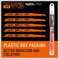 5Pc 9" / 240mm Reciprocating Saw Blades 5TPI Wood Timber Pruning Tool W/T Case Kings Warehouse 