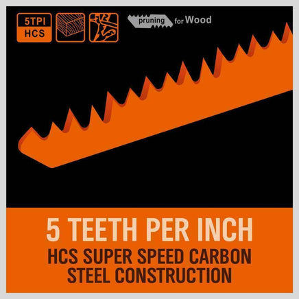 5Pc 9" / 240mm Reciprocating Saw Blades 5TPI Wood Timber Pruning Tool W/T Case Kings Warehouse 