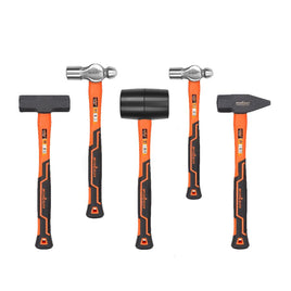 5Pc Hammer Set Rubber / Ball Pein / Sledge / Cross Pein Mallet TPR Grip Handle Kings Warehouse 