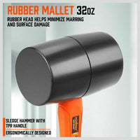 5Pc Hammer Set Rubber / Ball Pein / Sledge / Cross Pein Mallet TPR Grip Handle Kings Warehouse 