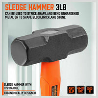 5Pc Hammer Set Rubber / Ball Pein / Sledge / Cross Pein Mallet TPR Grip Handle Kings Warehouse 