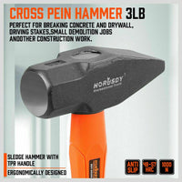 5Pc Hammer Set Rubber / Ball Pein / Sledge / Cross Pein Mallet TPR Grip Handle Kings Warehouse 