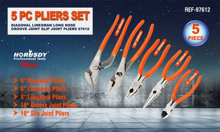 5Pc Pliers Set Diagonal Linesman Long Nose Groove Joint Slip Joint Pliers Kings Warehouse 