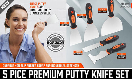 5Pc Stainless Steel Putty Knife Set Joint Knife Wall Scraper Paint Clean Blade Kings Warehouse 
