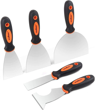 5Pc Stainless Steel Putty Knife Set Joint Knife Wall Scraper Paint Clean Blade Kings Warehouse 
