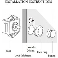 5PCS Push Button Drawer Cupboard Door Catch Lock Caravan Van Cabinet Latch Knob Kings Warehouse 