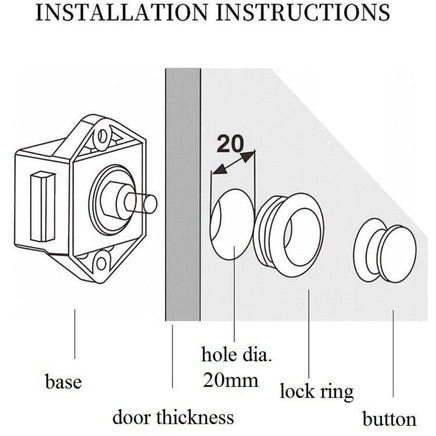 5PCS Push Button Drawer Cupboard Door Catch Lock Caravan Van Cabinet Latch Knob Kings Warehouse 
