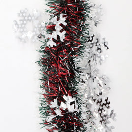 5x 2.5m Christmas Tinsel Xmas Garland Sparkly Snowflake Party Natural Home Décor, Snow in Red Kings Warehouse 