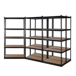 5x1.8M 5-Shelves Steel Warehouse Shelving Racking Garage Storage Rack Black Kings Warehouse 