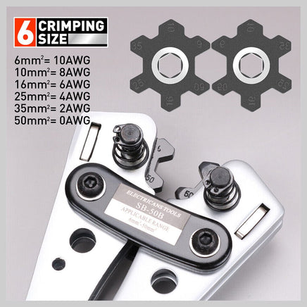 6-50 mm2 Wire Crimper Cable Crimp Electric Tube Crimping Hand Tool Battery Lug Kings Warehouse 