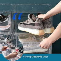 6 Pack Large Acrylic Shoe Box Storage Side Door Open Stackable Boxes Transparent Clear Display Case Kings Warehouse 