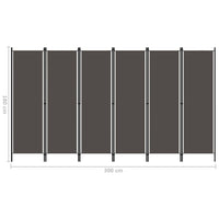 6-Panel Room Divider Anthracite 300x180 cm Kings Warehouse 