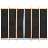 6-Panel Room Divider Black 240x170x4 cm Fabric Kings Warehouse 