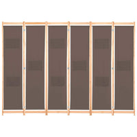 6-Panel Room Divider Brown 240x170x4 cm Fabric Kings Warehouse 