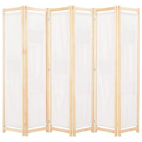 6-Panel Room Divider Cream 240x170x4 cm Fabric Kings Warehouse 