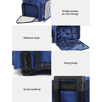 6 Person Picnic Basket Set Picnic Bag Cooler Wheels Insulated Bag Camping Supplies Kings Warehouse 