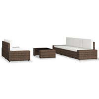 6 Piece Garden Lounge Set Poly Rattan Brown Kings Warehouse 