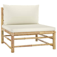 6 Piece Garden Lounge Set with Cream White Cushions Bamboo Outdoor Furniture Kings Warehouse 