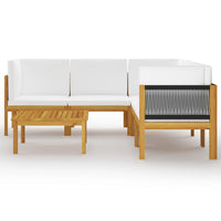 6 Piece Garden Lounge Set with Cushions Cream Solid Acacia Wood Kings Warehouse 