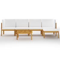 6 Piece Garden Lounge Set with Cushions Cream Solid Acacia Wood Outdoor Furniture Kings Warehouse 