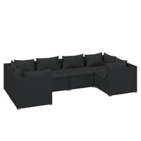 6 Piece Garden Lounge Set with Cushions Poly Rattan Black garden supplies Kings Warehouse 