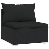 6 Piece Garden Lounge Set with Cushions Poly Rattan Black garden supplies Kings Warehouse 
