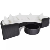 6 Piece Garden Lounge Set with Cushions Poly Rattan Black Kings Warehouse 